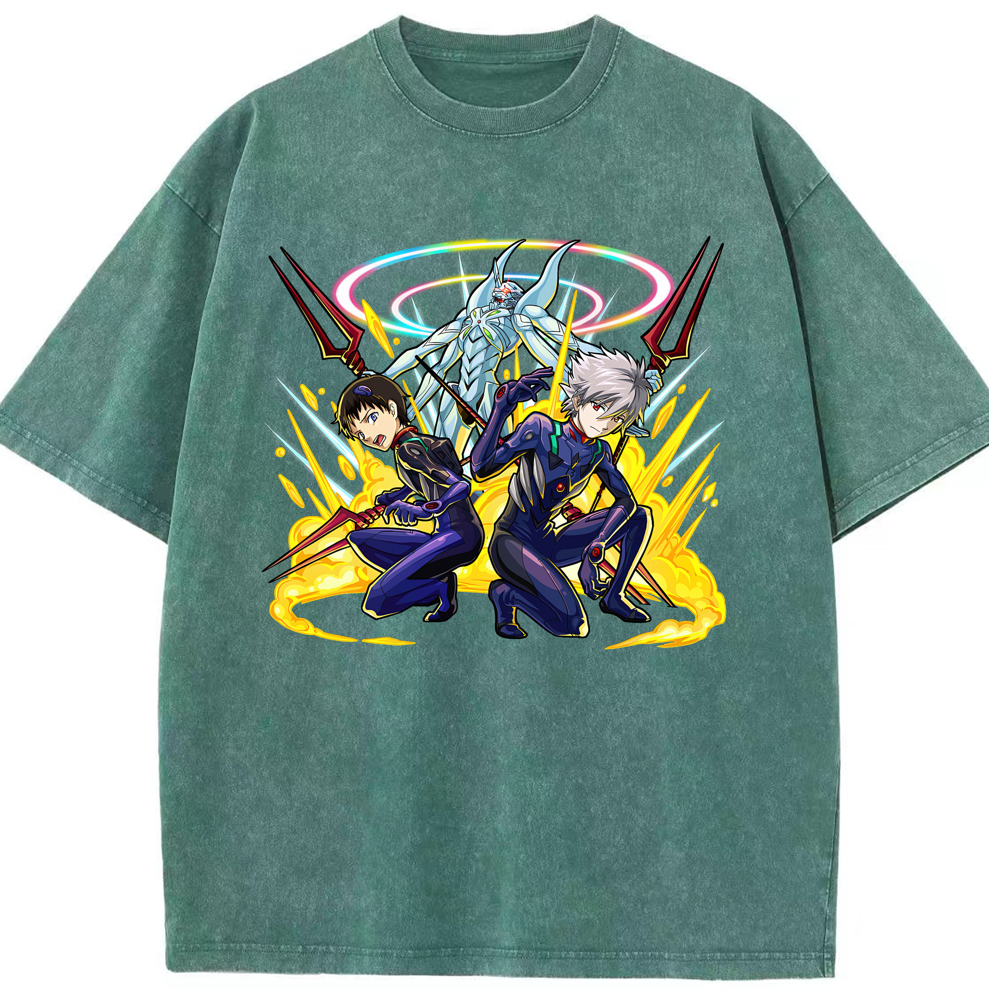 （画像用） EVA 新世紀エヴァンゲリオン 綿100% ヴィンテージ風 半袖Tシャツ（フロントプリント）